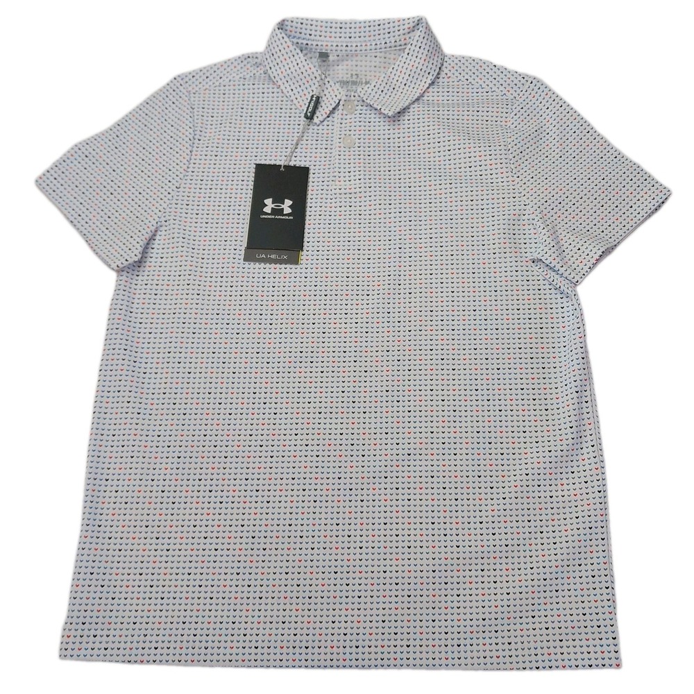 Under Armour‎ UA Helix Polo shirt Golf Boys Medium YM NWT Red White Blue